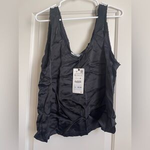 NWT Zara black tank/camisole with distressed edging. XL